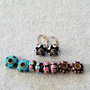 Silver earrings with 5 sets exchangeable beads